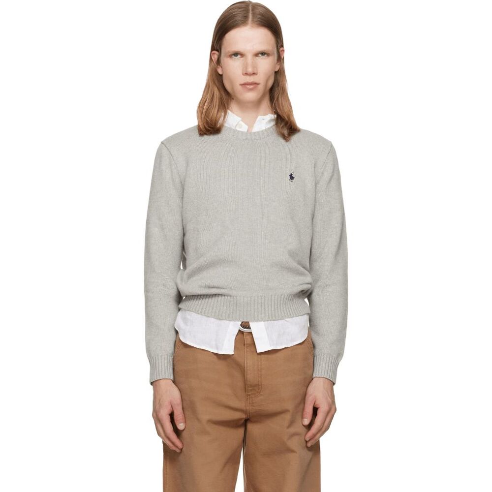 Polo Ralph Lauren Gray Cotton Knit Crew Neck Pullover Sweater Men's Size XS